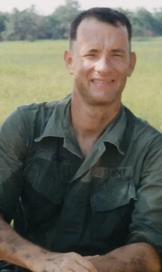 Tom Hanks in a U.S. Army uniform on the set of Forrest Gump in 1994